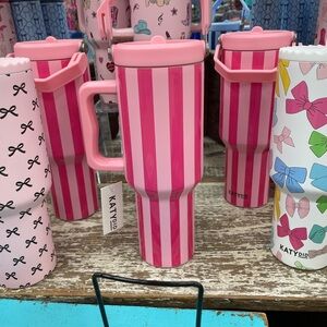 Katydid Pink and White Striped Tumbler